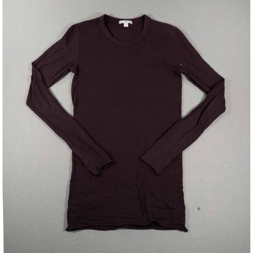 James Perse Womens Long Sleeve T-Shirt Slim Fit Crew Neck Plum Purple Size 1